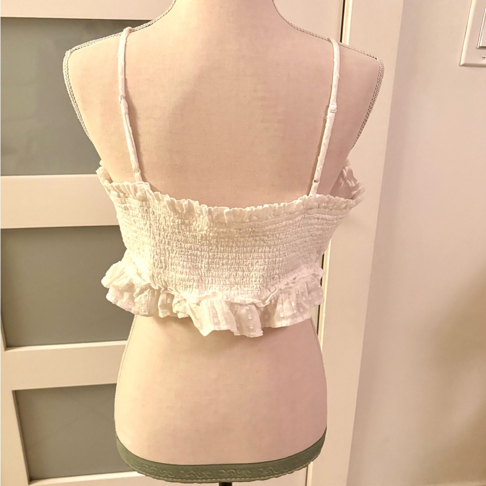 American Rag White Ruffled Cropped Tank - Picture 2 of 3